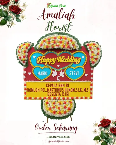 Karangan Papan Bunga Pernikahan di Cihanyawar